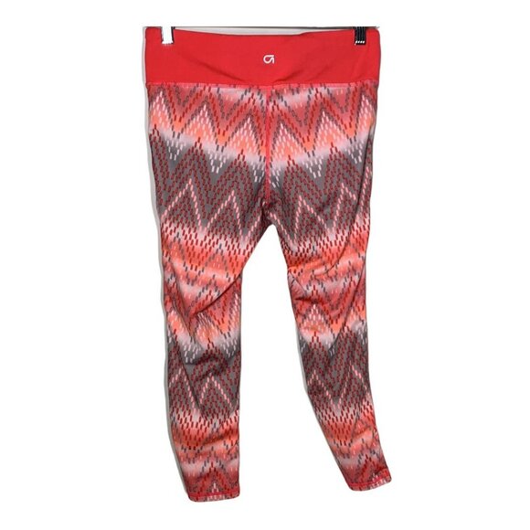GapFit Small Cropped Leggings Red Print Yoga Pants Active Gym Stretch - Picture 2 of 6